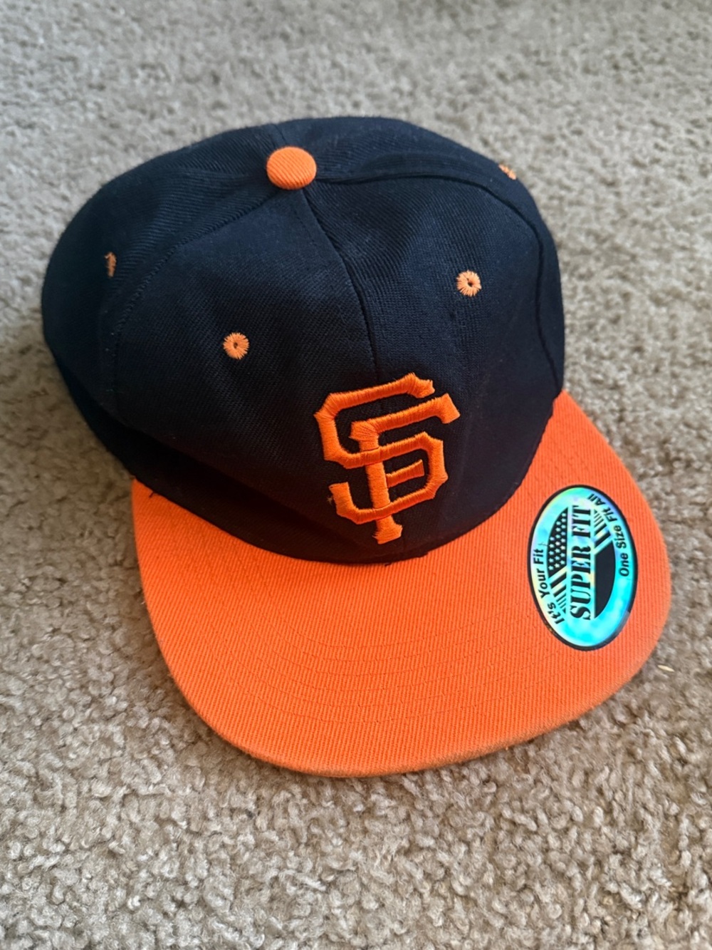 Superfit Black and Orange Baseball Cap with Embroidered Logo
